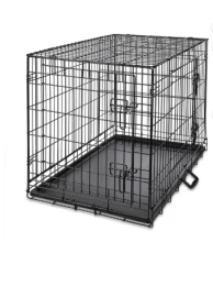 Vibrant Life Double Door Metal Wire Dog Crate with Leak-Proof Pan and Divider, 36 inch