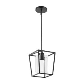 VEVOR Black Pendant Light Iron Cage Metal Pendant Lighting with Glass Shade