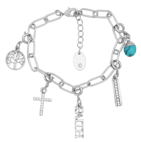 Time and Tru Women's Silver-Tone Interchangeable Faith Theme Charms Bracelet.