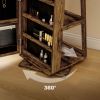 Swivel Jewelry Armoire, Lockable Mirror Jewelry Cabinet with Built-In Small Mirror, Rustic Brown