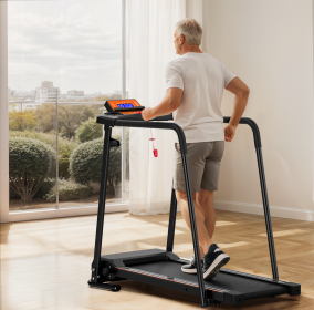 Folding Treadmill Electric Running Machine (Color: Black)