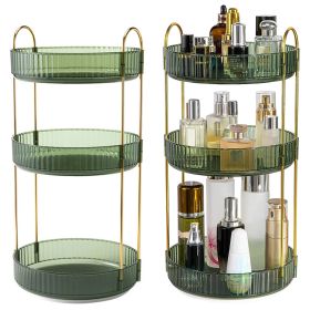 3 Tier Rotating Makeup Organizer 360° Spinning Perfume Cosmetic Storage Tray 55LBS Load Countertop Shelves for Lotion Lipstick (Color: Green)